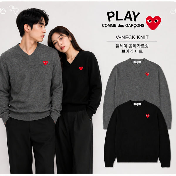 [BUNJANG] Comme des Garçons PLAY V-Neck Knit / (정품 무료배송) 꼼데 브이넥 니트