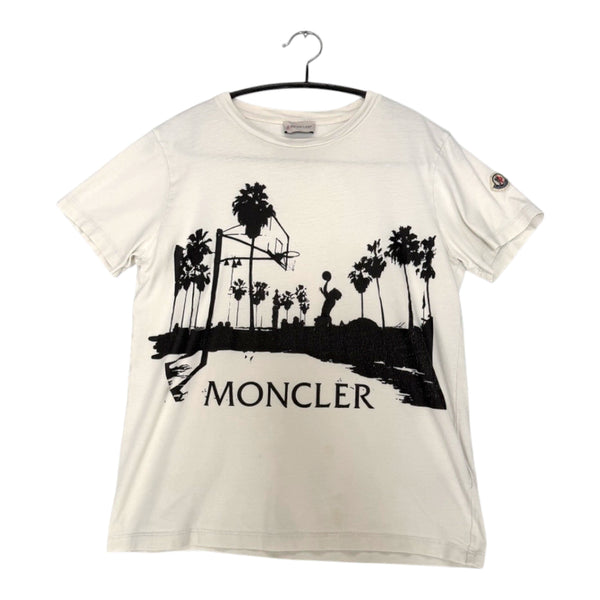 [BUNJANG] Moncler White Graphic Print Short Sleeve T-Shirt 14A / 몽클레어 Moncler 화이트 그래픽 프린팅 반팔 티셔츠 14A