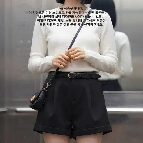 [BUNJANG] Light Knit Top + Brushed Shorts Set (XS-S) / 코디 세트 : 얇은 니트 + 기모 반바지 (XS~S)