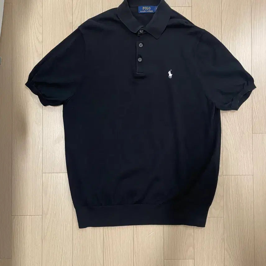 [BUNJANG] Polo Ralph Lauren Cotton Short Sleeve Knit Black L / 폴로 랄프로렌 코튼 반팔카라니트 블랙 L