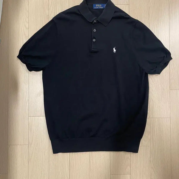 [BUNJANG] Polo Ralph Lauren Cotton Short Sleeve Knit Black L / 폴로 랄프로렌 코튼 반팔카라니트 블랙 L