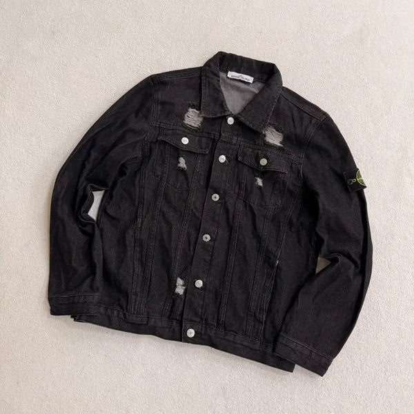 [BUNJANG] XL Vintage Wappen Black Denim Jacket / XL 빈티지 와펜 블랙 데님 자켓 0722T1