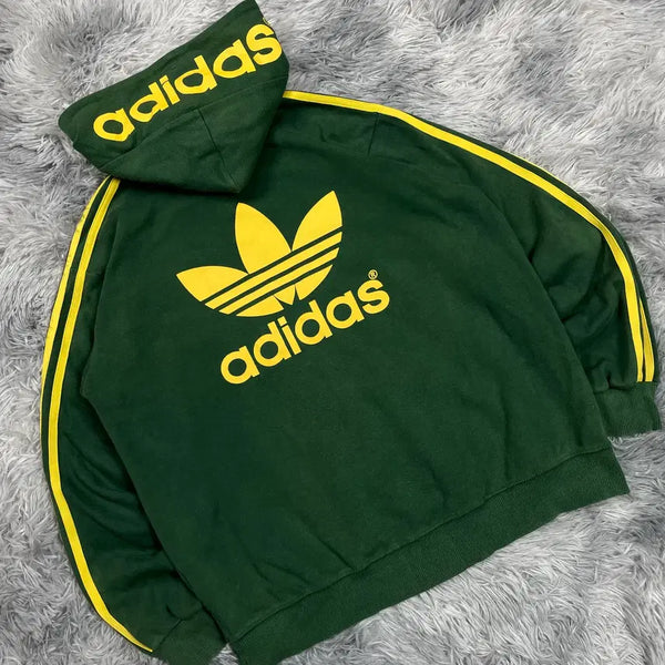 [BUNJANG] Adidas Originals Trefoil 3-Stripes Hoodie T-Shirt / 00s 아디다스 올드스쿨 og 빅 트레포일 3-Stripes 후드티셔츠 5614