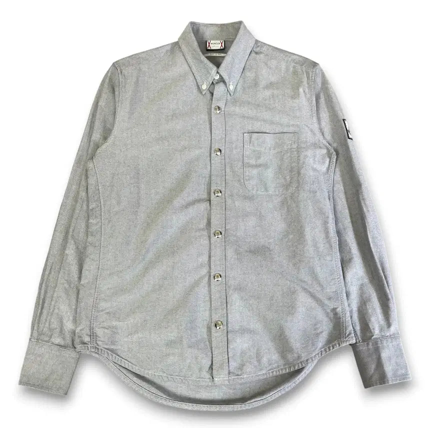 [BUNJANG] Moncler Gamme Bleu Classic Logo Patch Grey Oxford Shirt L / 몽클레어 감블루 클래식 와펜 그레이 옥스퍼드 셔츠 L