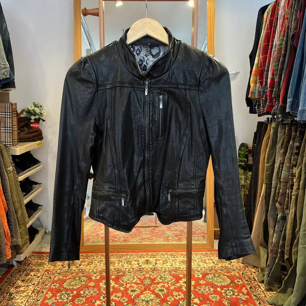[BUNJANG] Women's Vintage Y2K Lambskin Leather Jacket / [55] 여성 빈티지 Y2k 램스킨 가죽자켓