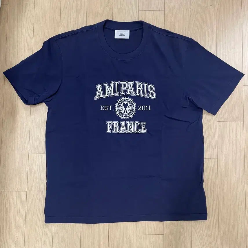 [BUNJANG] Ami Paris Logo Short Sleeve T-Shirt Navy XL / 아미 ami 프랑스 로고 반팔 네이비 XL