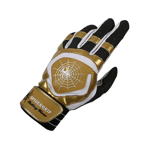 [BUNJANG] Spider Grip Synthetic Leather Baseball Batting Gloves - Black/Gold, L / 스파이더 그립 야구 배팅장갑 합피 블랙/골드 L