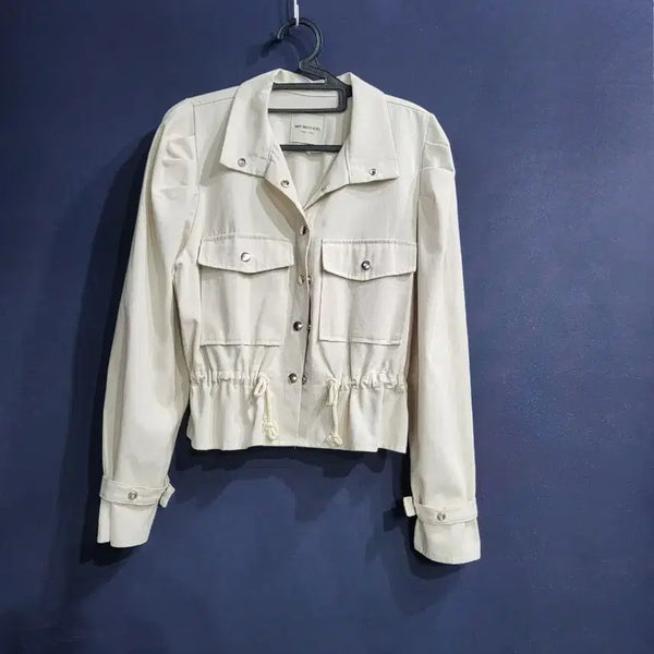 [BUNJANG] Shoulder Puff Button Jacket Beige / 어깨퍼프 똑딱이 자켓