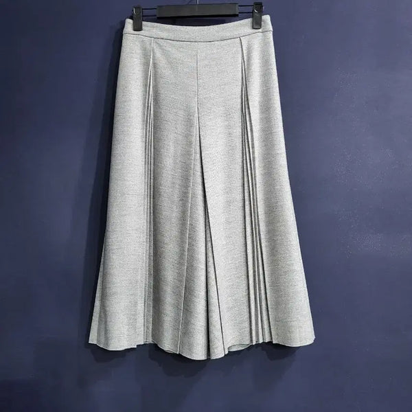[BUNJANG] Melange Grey Pleated Culottes / 꼼사 치마바지