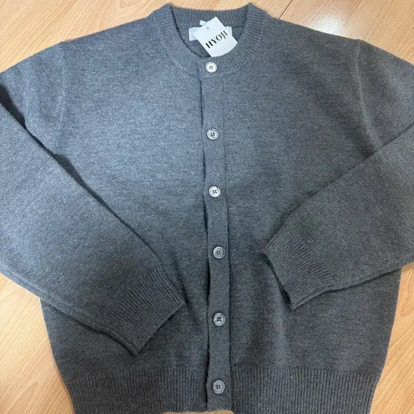 [BUNJANG] Hyoji Cropped Cardigan Charcoal L / 효지 크롭 가디건 차콜L