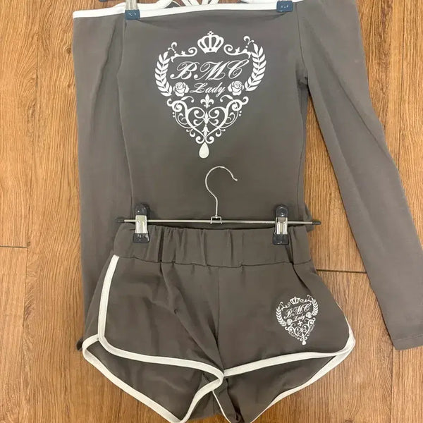 [BUNJANG] Babymetal Club Crown Piping Club Setup (Off-Shoulder + Shirt) / 베이비메탈 클럽 크라운 파이핑 클럽 셋업 (오프숄더+셔츠) 베메클