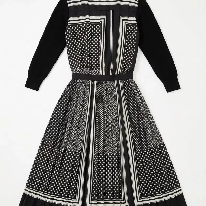 [BUNJANG] Women's Patchwork Pattern Black Long Dress / 여성F/ 뒷반전 패치워크 패턴 블랙 원피스 vtgk