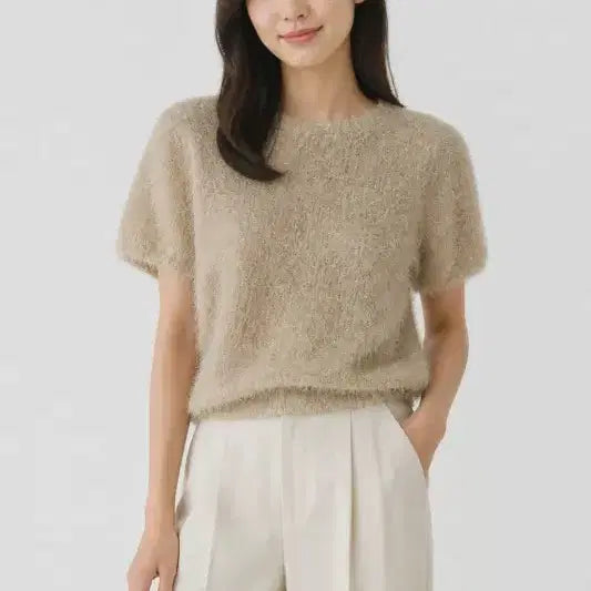 [BUNJANG] Beige Knit Top Women's S / 베이지 여자 S 니트 O0971
