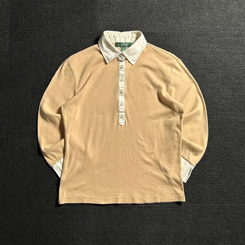 [BUNJANG] Polo Ralph Lauren Beige Long Sleeve Knit Shirt / 랄프로렌 베이지 긴팔 니트 셔츠