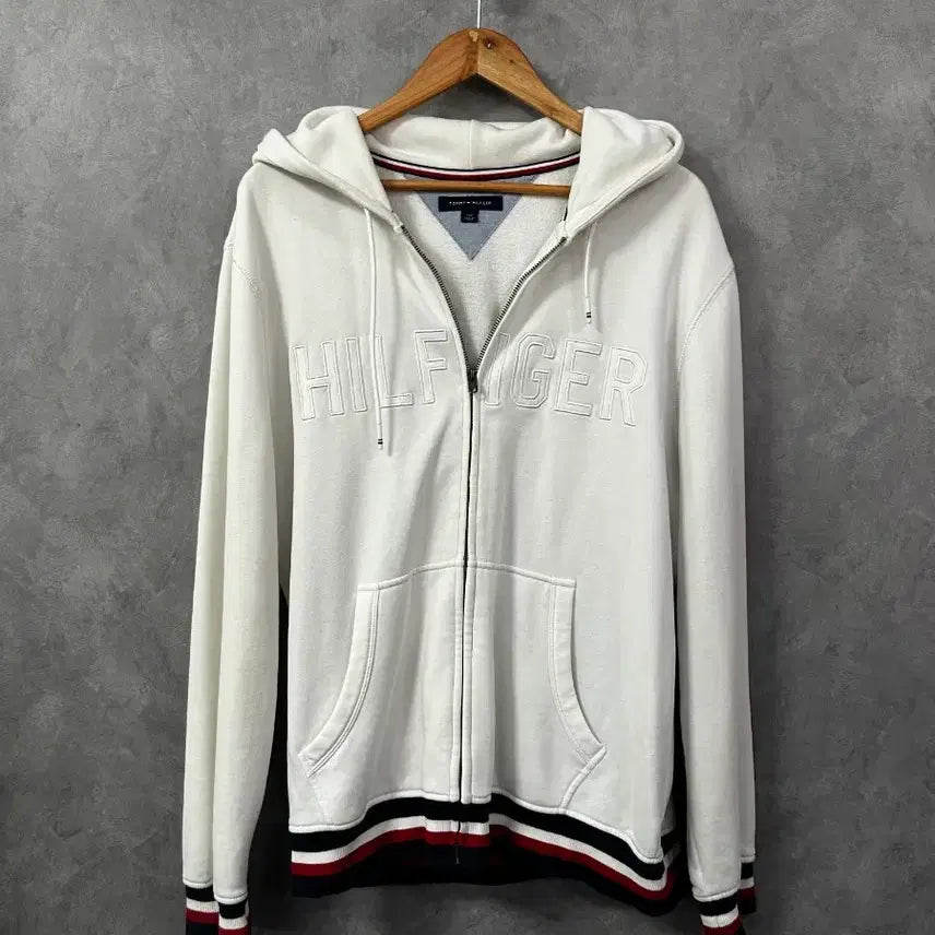 [BUNJANG] Tommy Hilfiger White Hoodie Zip-Up L / 타미힐피거 화이트 후드 집업 L