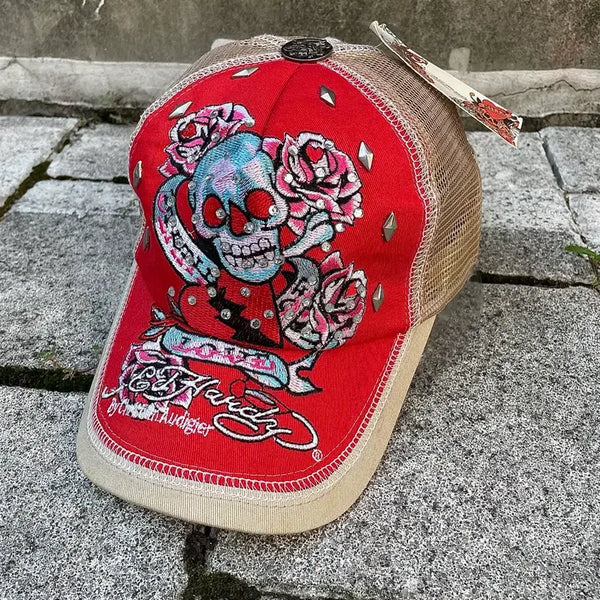 [BUNJANG] Ed Hardy Cubic Skull Mesh Trucker Cap / (데드스탁)Ed Hardy 에드하디 큐빅 스컬 메쉬 트러커캡