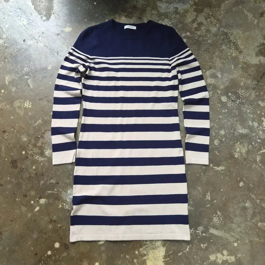 [BUNJANG] She's Miss Knit Dress Navy/Beige Striped Size 66 / 66) 쉬즈미스 니트 원피스