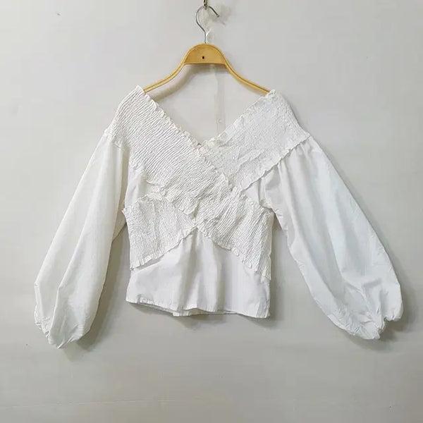 [BUNJANG] INGNI Shirring Blouse White / INGNI 셔링 블라우스 화이트