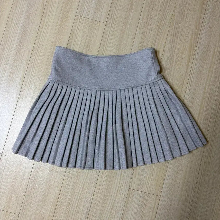 [BUNJANG] Gray Pleated Mini Skirt / (실착1회) 그레이 주름치마 미니스커트