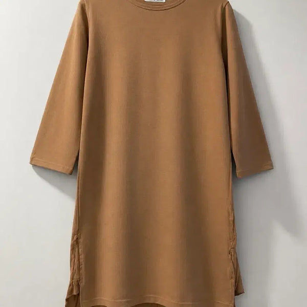 [BUNJANG] Brown Long-Sleeve Dress Spring/Autumn / 브라운 긴팔 원피스 봄가을용 55-66
