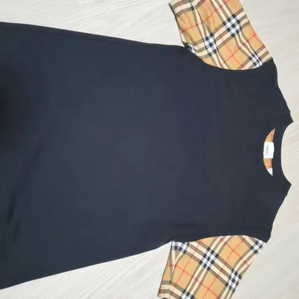 [BUNJANG] Burberry Check Short Sleeve T-Shirt Black / 버버리 체크 반팔 티셔츠 블랙