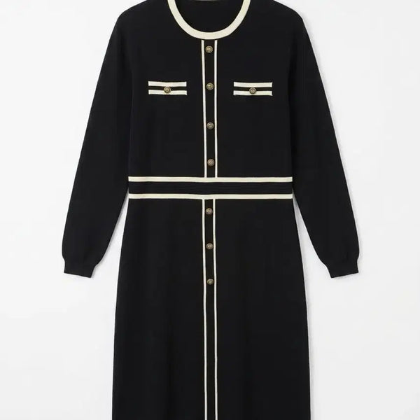[BUNJANG] Black Tweed Knit Dress / 여성F/ 블랙 트위드 니트 원피스 vtgk