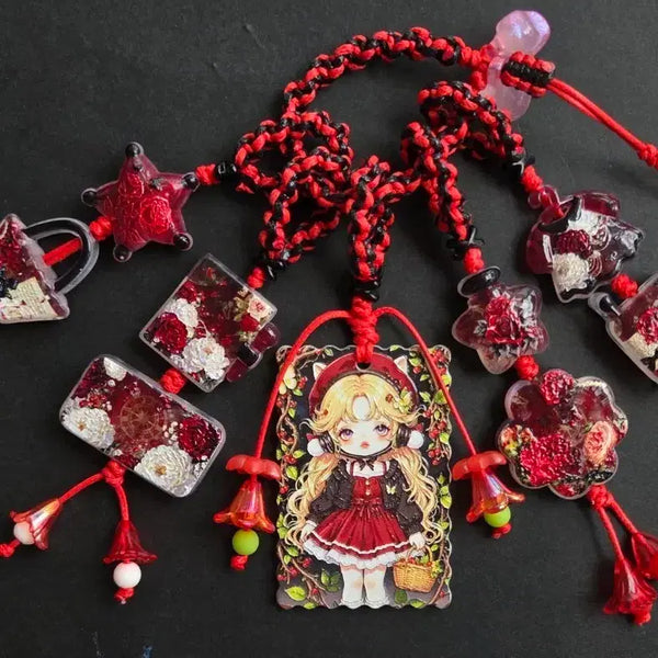 [BUNJANG] Glow-in-the-Dark Skull & Red Bead Keychain / 스컬&비즈키링(야광)