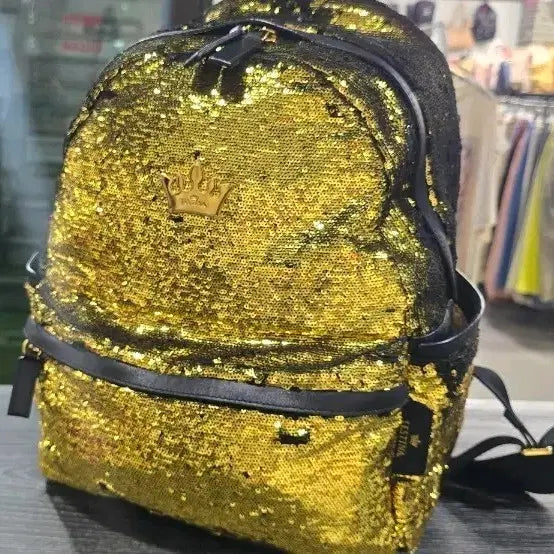 [BUNJANG] J.ESTINA Gold Sequin Leather Backpack / 제이에스티나 골드 스팽글 소가죽 백팩