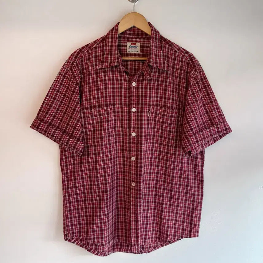 [BUNJANG] Levi's Oversized Vintage Check Pattern Half Shirt XL / 리바이스 오버핏 빈티지 체크 패턴 하프 셔츠