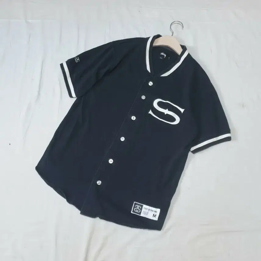 [BUNJANG] Stussy Black Baseball Short Sleeve Jersey M / 스투시 블랙 베이스볼 반팔 져지