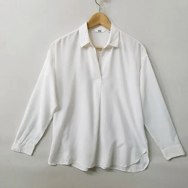[BUNJANG] Uniqlo White Collar Blouse / 유니클로 카라 블라우스 화이트