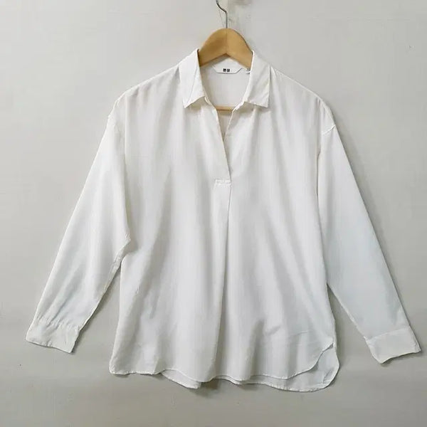 [BUNJANG] Uniqlo White Collar Blouse / 유니클로 카라 블라우스 화이트