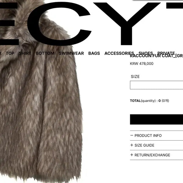 [BUNJANG] RECITO Raccoon Fur Coat Fur Jacket / 레씨토 / 라쿤 퍼코트 퍼자켓 / L Xl 2xl