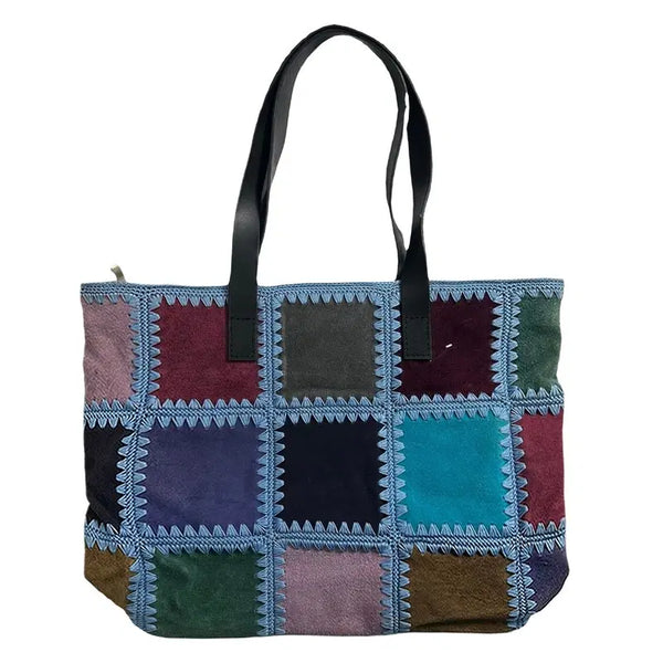 [BUNJANG] Vintage Suede Patchwork Tote Bag / Vintage suede patchwork tote bag
