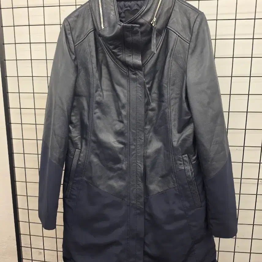[BUNJANG] Joinus Leather Panel Long Jacket / 조이너스 가죽 배색  롱자켓(55)