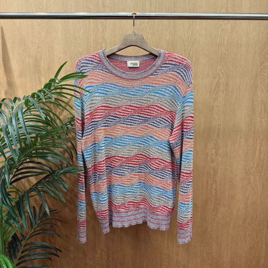 [BUNJANG] Missoni Sport Long Sleeve Knit Wave Pattern Striped Knitting Detail Multicolor / 미쏘니 스포츠 긴팔 니트 웨이브 패턴 스트라이프 니팅 디테일 멀티컬러
