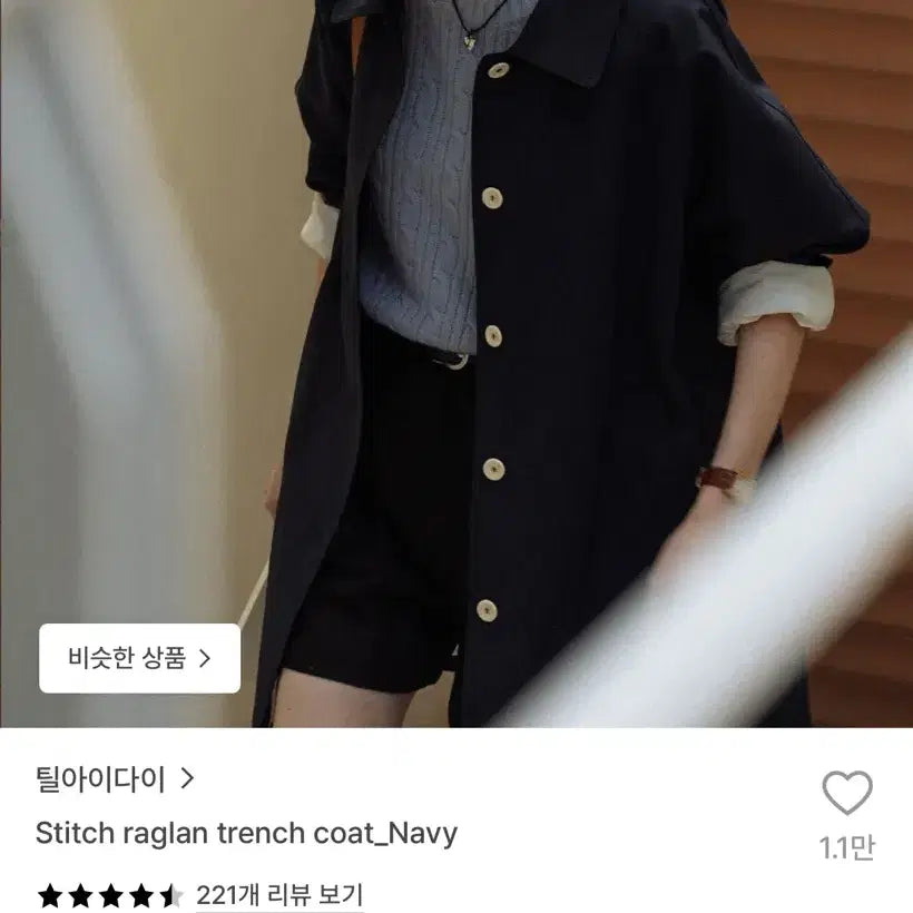 [BUNJANG] Tilldaie Stitch Raglan Trench Coat - Navy / 틸아이다이 Stitch raglan trench coat_Navy