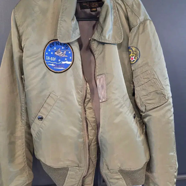 [BUNJANG] Men's L Khaki SH-60F Patch Flight Jumper / 항공점퍼 카키색 SH-60F 패치