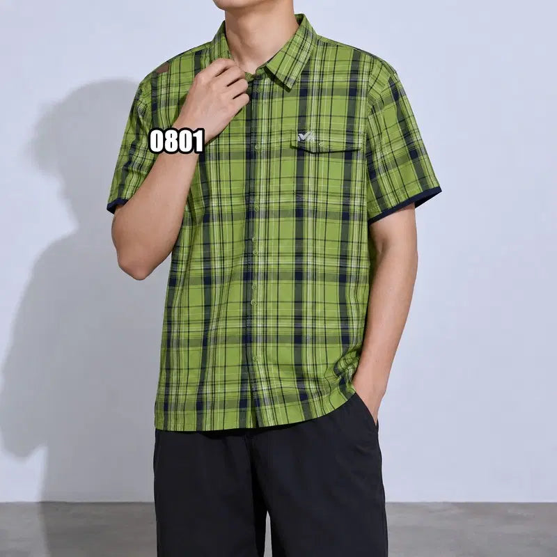 [BUNJANG] Millet Check Short-Sleeve Collar Shirt 2XL / 2XL 밀레 체크 반팔 카라 셔츠