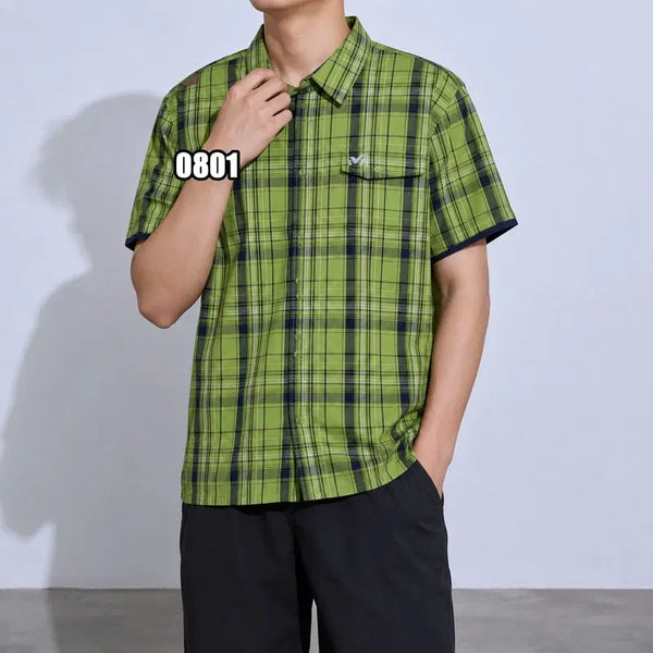 [BUNJANG] Millet Check Short-Sleeve Collar Shirt 2XL / 2XL 밀레 체크 반팔 카라 셔츠