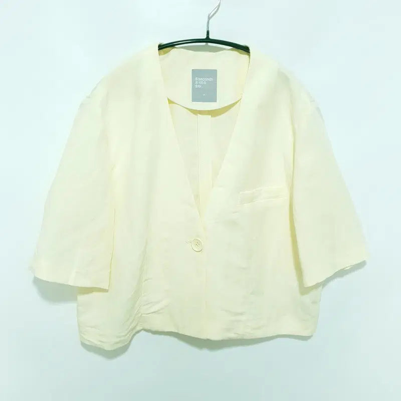 [BUNJANG] 8 Seconds Linen Cropped Jacket M / 에잇세컨즈 노카라 린넨 크롭 자켓 M_S2080
