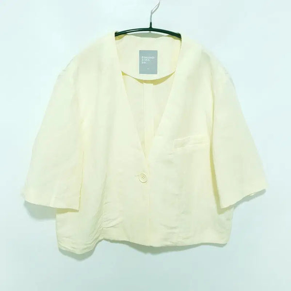 [BUNJANG] 8 Seconds Linen Cropped Jacket M / 에잇세컨즈 노카라 린넨 크롭 자켓 M_S2080
