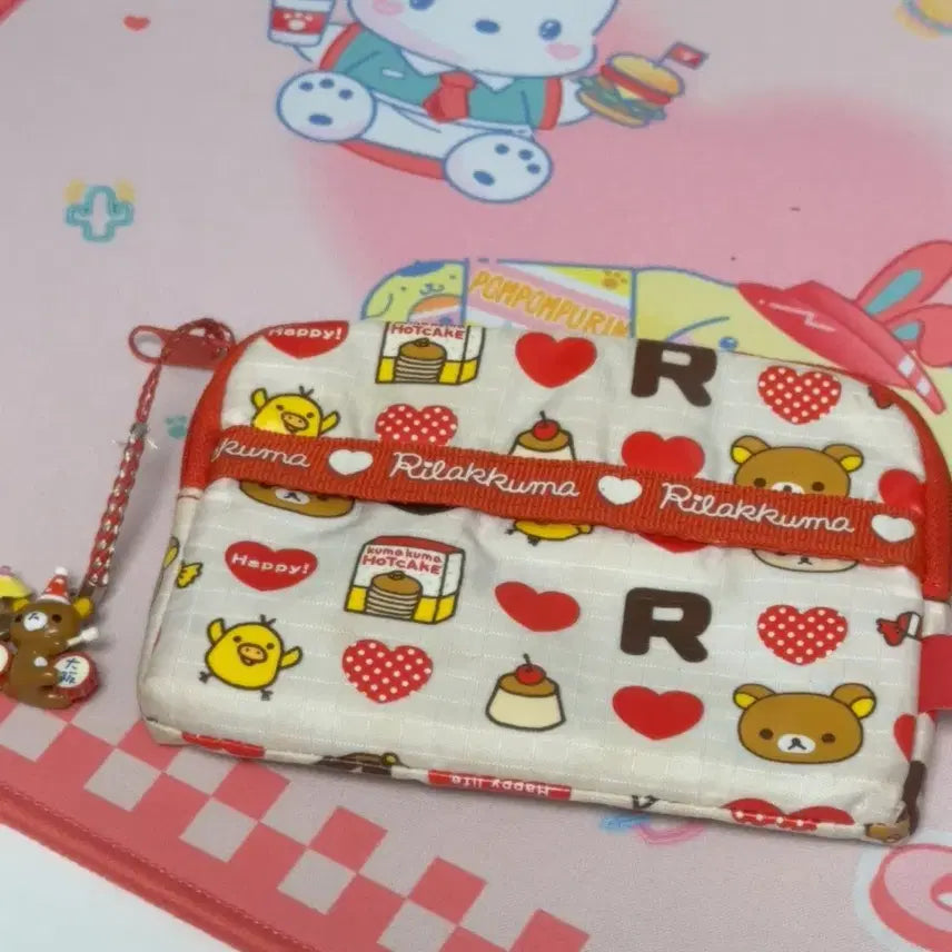 [BUNJANG] San-X Rilakkuma Hotcake Pattern Pouch Wallet / 고전 빈티지 산엑스 리락쿠마 핫케이크 패턴 파우치 지갑