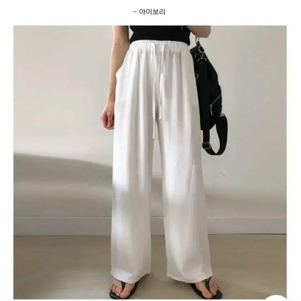 [BUNJANG] Linen Bending Wide Pants / 여름 린넨 밴딩 와이드 팬츠