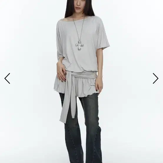 [BUNJANG] Women's Ruffleneck Waist Tie Mini Dress / 러프넥 타이 드레스