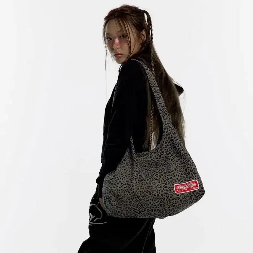 [BUNJANG] Casico Leopard Shoulder Bag Blue Gray / 카시코 레오파드 숄더백 블루그레이