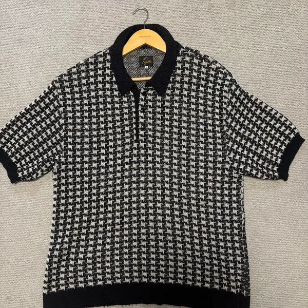 [BUNJANG] Needles 23SS Houndstooth Polo Sweater - Size L / 니들스 Needles 23SS Polo Sweater L사이즈