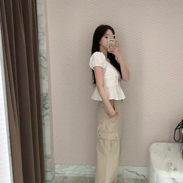 [BUNJANG] Minette Veil Cargo Pants (Short) - Size S / 미네트 베일 카고 팬츠 S