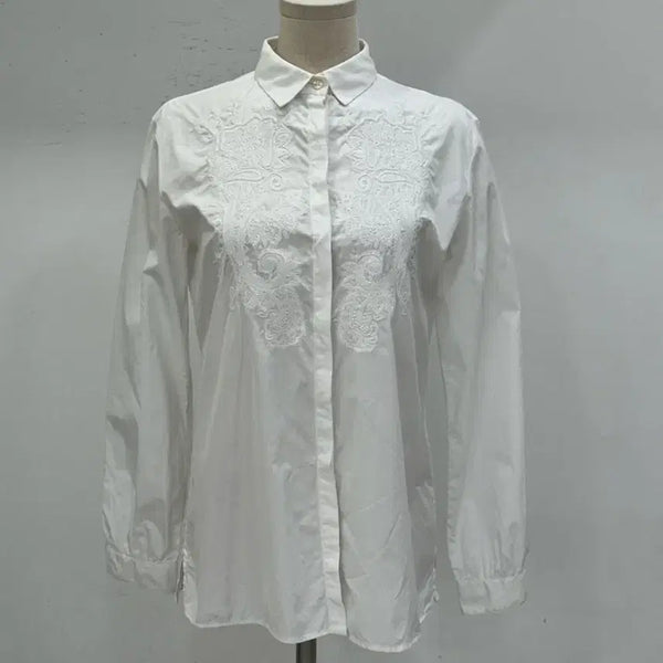 [BUNJANG] Etro Paisley Embroidered Cotton White Shirt / 에트로 페이즐리 자수 코튼 화이트 남방