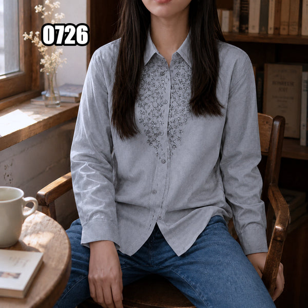 [BUNJANG] Ralph Lauren Striped Ruffle Shirt / L 랄프 로렌 스트라이프 러플 셔츠